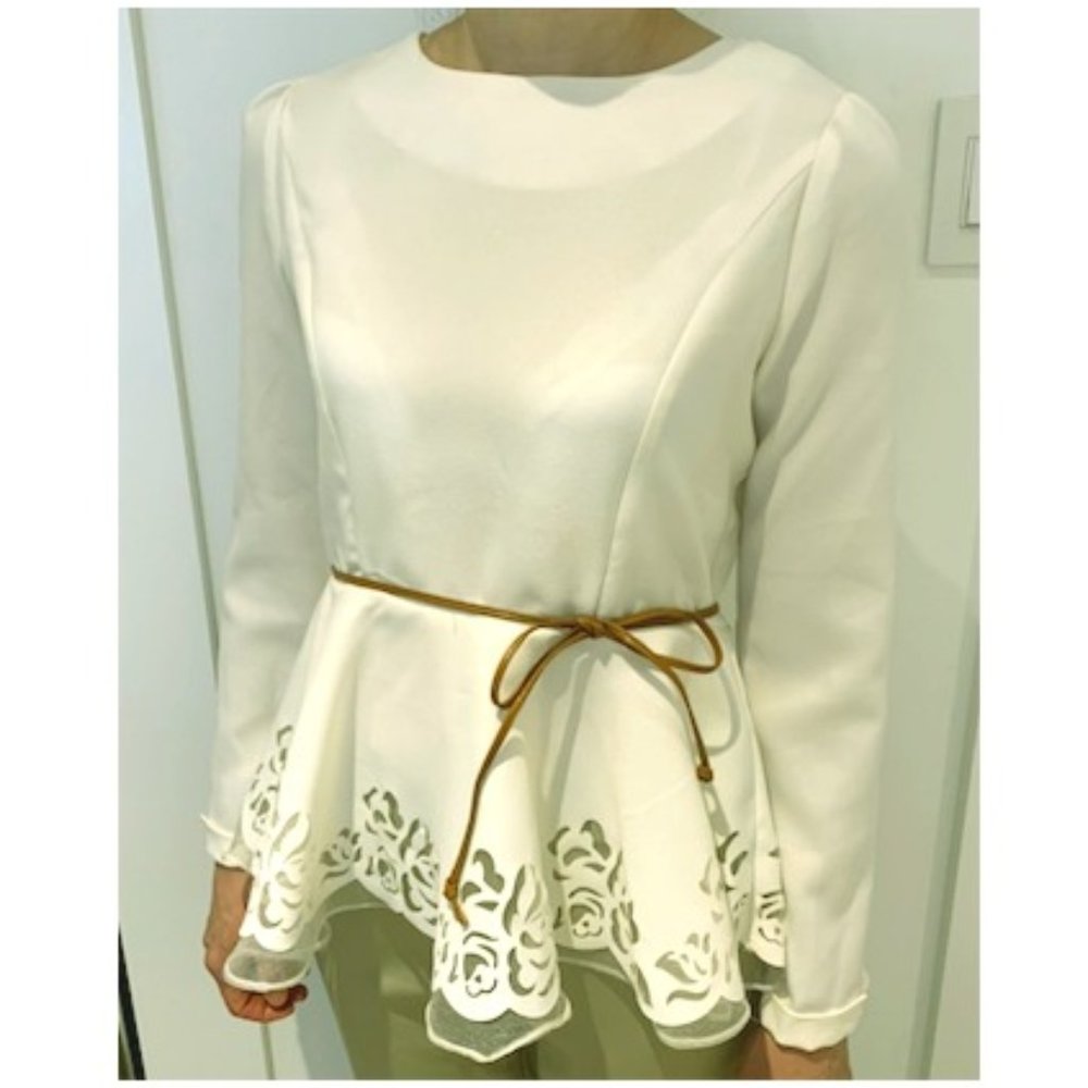 Womens Long Sleeve White Lace Top